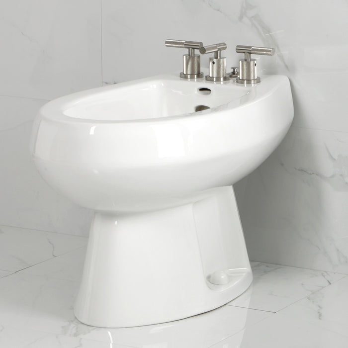 Kingston Sona KB6328KNL - Convergent Three-Handle Deck Mount Bidet Faucet with Knurled Handle and Brass Pop-Up, Brushed Nickel