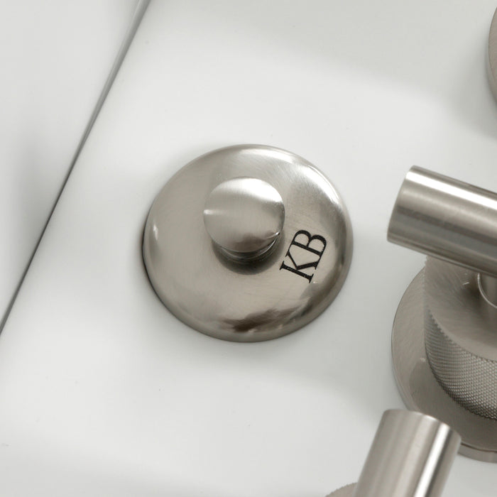 Kingston Sona KB6328KNL - Convergent Three-Handle Deck Mount Bidet Faucet with Knurled Handle and Brass Pop-Up, Brushed Nickel