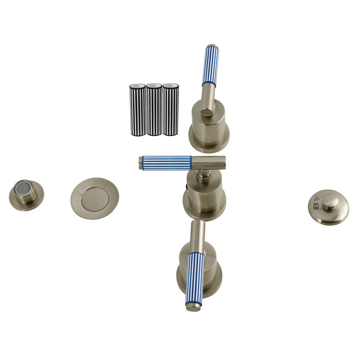 Verona KB6328KPS Three-Handle Bidet Faucet with Knurled Handle and Brass Pop-Up, Brushed Nickel