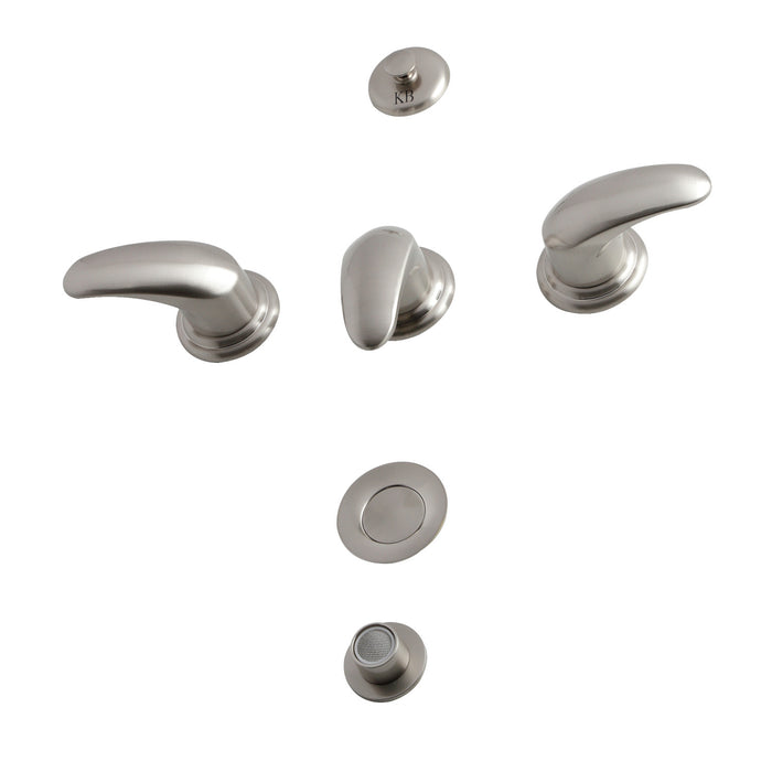 Kingston Legacy KB6328LL Three-Handle Deck Mount Bidet Faucet with Brass Pop-Up, Brushed Nickel