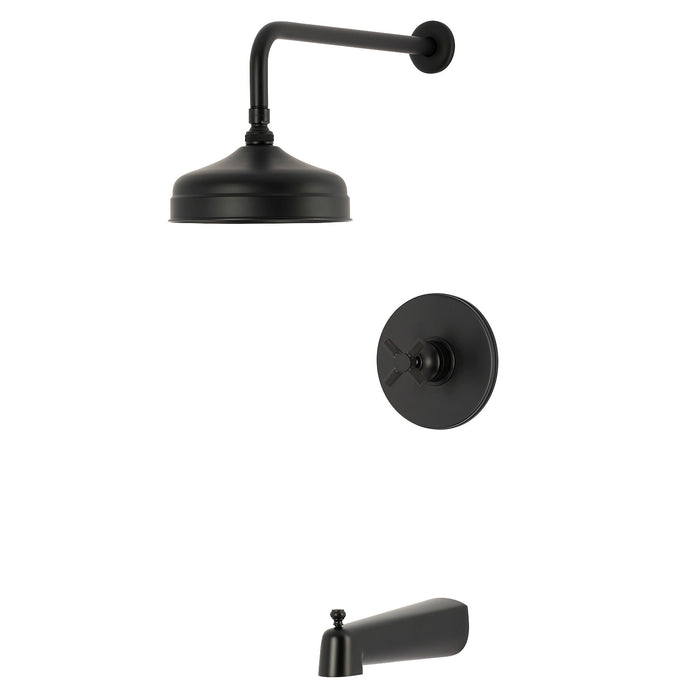 Kingston Convergent KB6330KNX Knurled Single-Handle Pressure Balanced Tub and Shower Faucet, Matte Black