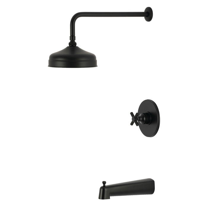 Kingston Convergent KB6330KNX Knurled Single-Handle Pressure Balanced Tub and Shower Faucet, Matte Black