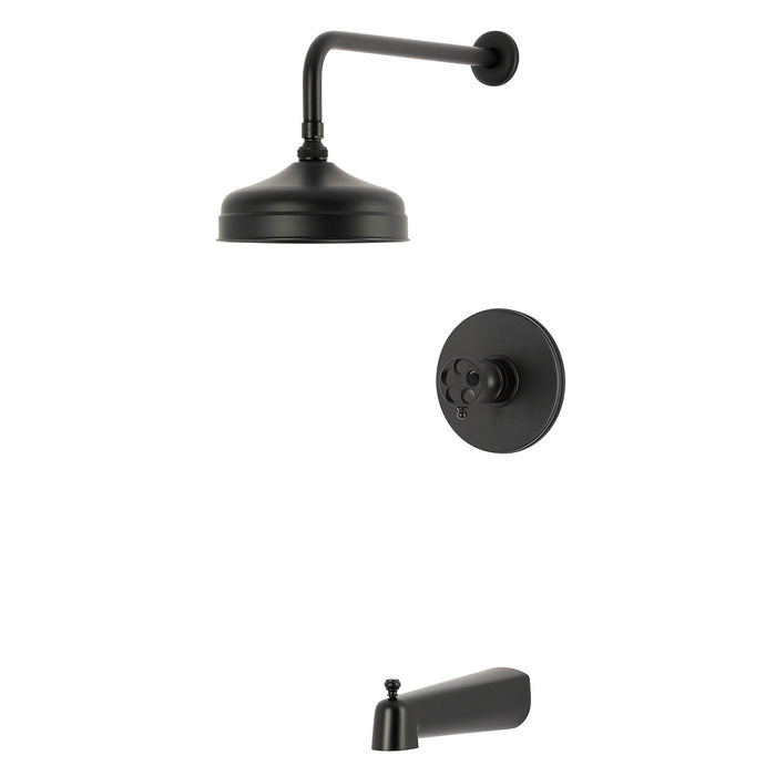 Kingston Wendell KB6330RKZ Knurled Single-Handle Pressure Balanced Tub and Shower Faucet, Matte Black