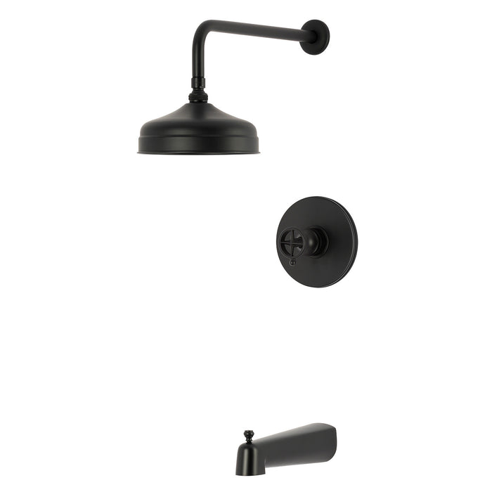 Kingston Levante KB6330RNK Knurled Single-Handle Pressure Balanced Tub and Shower Faucet, Matte Black