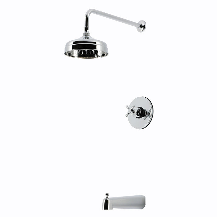 Kingston Convergent KB6331KNX Knurled Single-Handle Pressure Balanced Tub and Shower Faucet, Polished Chrome