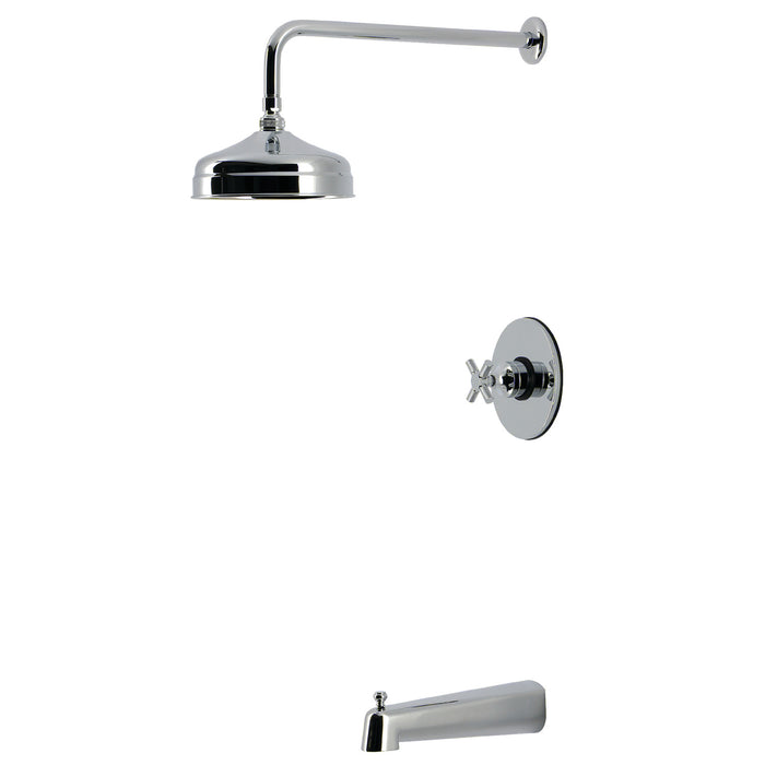 Kingston Convergent KB6331KNX Knurled Single-Handle Pressure Balanced Tub and Shower Faucet, Polished Chrome