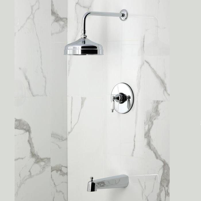 Kingston Tulare KB6331PL - Demure Single-Handle Pressure Balanced Tub and Shower Faucet, Polished Chrome