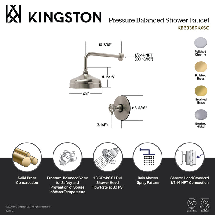 Kingston Webb KB6331RKXSO Single-Handle Pressure Balanced Shower Faucet, Polished Chrome
