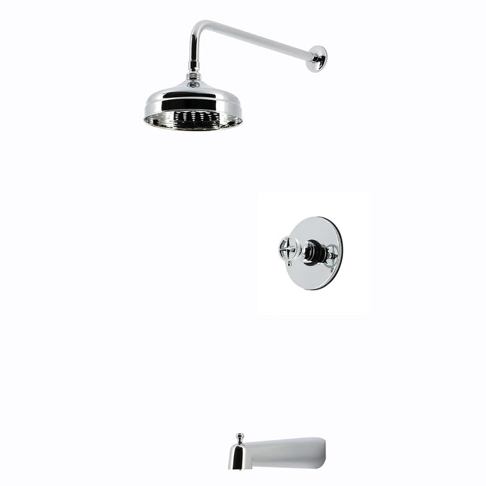 Kingston Levante KB6331RNK Knurled Single-Handle Pressure Balanced Tub and Shower Faucet, Polished Chrome