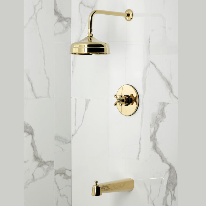 Kingston Tulare KB6332AX - Revival Single-Handle Pressure Balanced Tub and Shower Faucet, Polished Brass