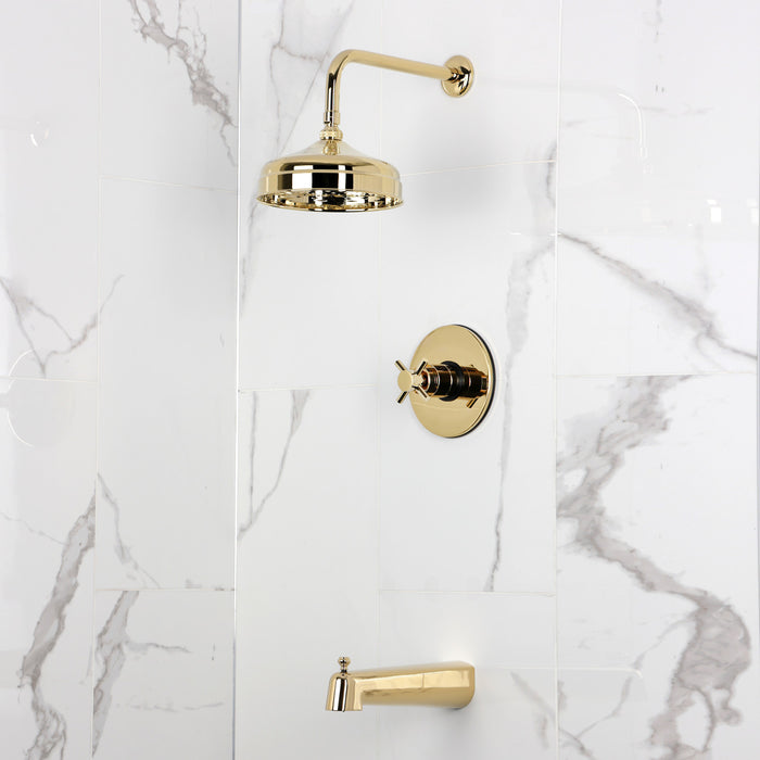 Kingston Sona KB6332DX - Concord Single-Handle Pressure Balanced Tub and Shower Faucet, Polished Brass
