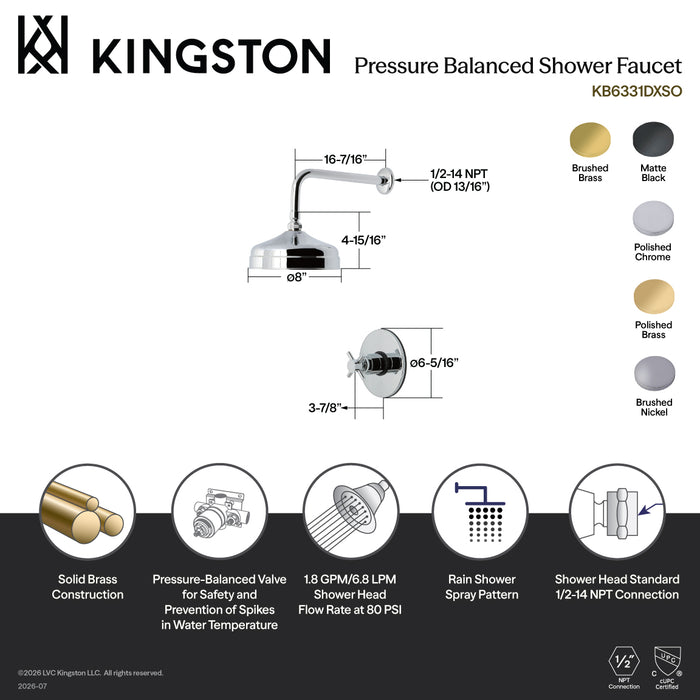 Kingston Sona KB6332DXSO - Concord Single-Handle Pressure Balanced Shower Faucet, Polished Brass