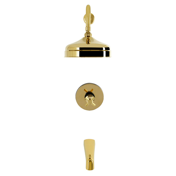 Kingston Convergent KB6332KNX Knurled Single-Handle Pressure Balanced Tub and Shower Faucet, Polished Brass
