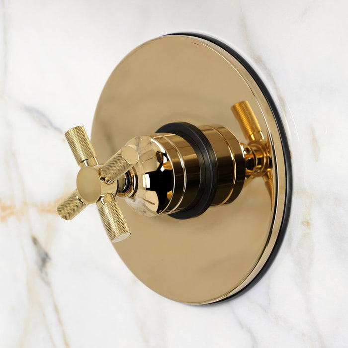 Kingston Convergent KB6332KNXSO Knurled Single-Handle Pressure Balanced Shower Faucet, Polished Brass