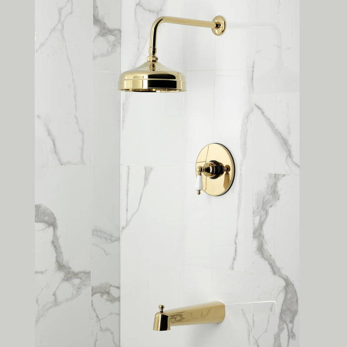 Kingston Tulare KB6332PL - Demure Single-Handle Pressure Balanced Tub and Shower Faucet, Polished Brass