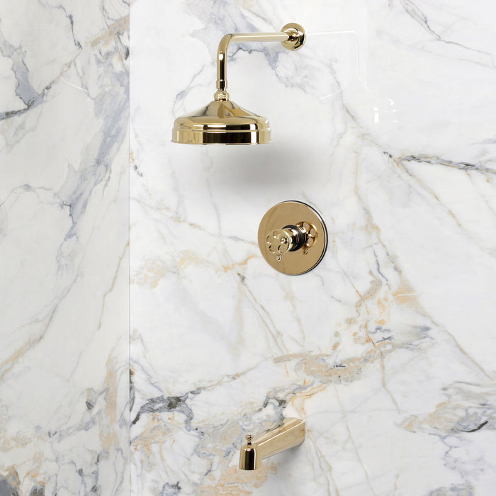 Kingston Webb KB6332RKX Single-Handle Pressure Balanced Tub and Shower Faucet, Polished Brass