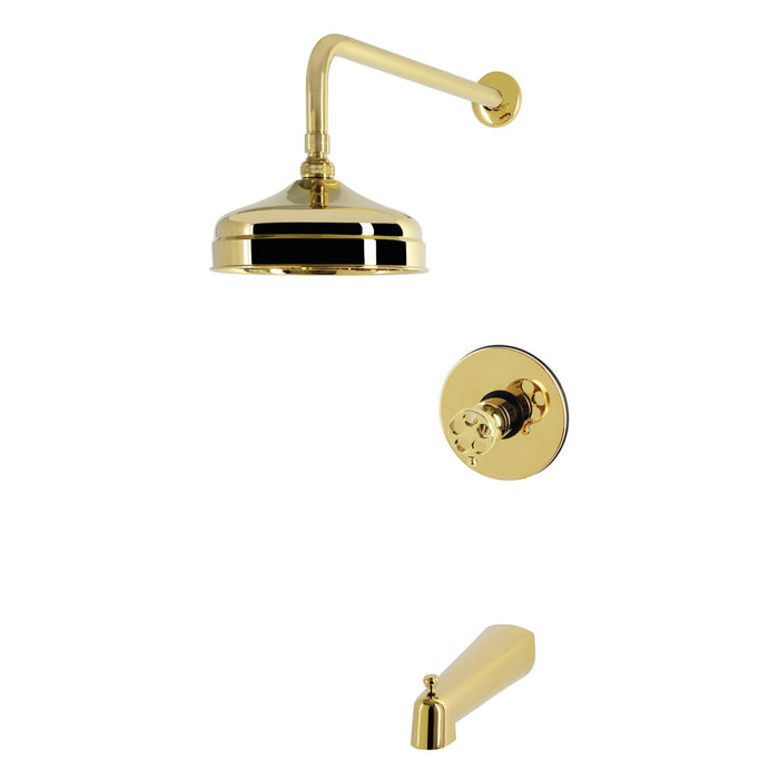 Kingston Wendell KB6332RKZ Knurled Single-Handle Pressure Balanced Tub and Shower Faucet, Polished Brass