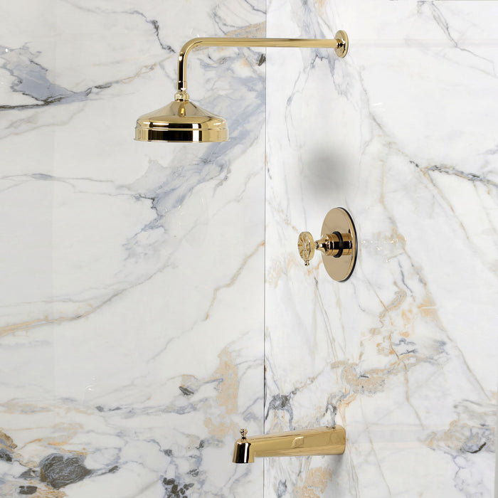 Kingston Belknap KB6332RX Single-Handle Pressure Balanced Tub and Shower Faucet, Polished Brass