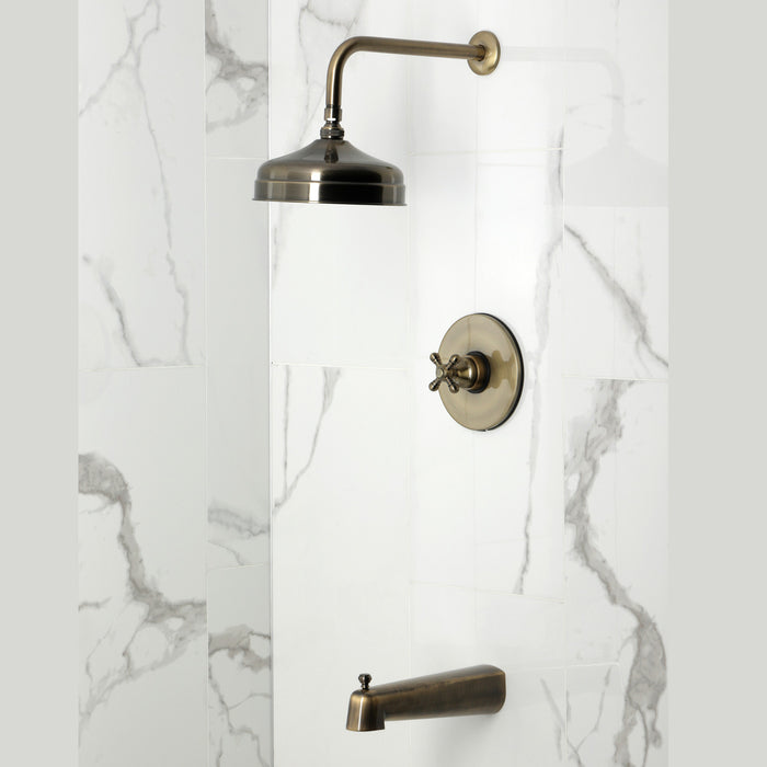 Kingston Tulare KB6333BX - Metropolitan Single-Handle Pressure Balanced Tub and Shower Faucet, Antique Brass
