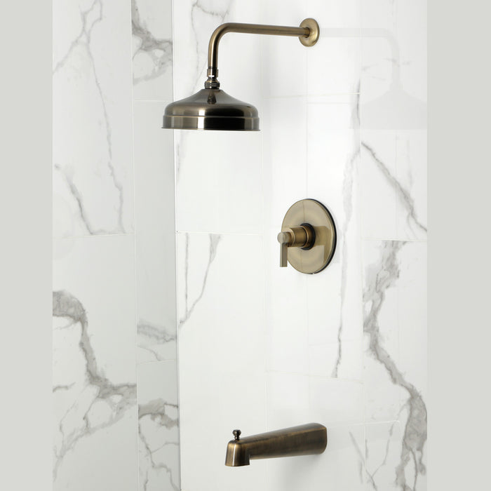 NuvoFusion KB6333NDL Single-Handle Pressure Balanced Tub and Shower Faucet, Antique Brass