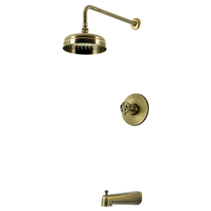 Kingston Webb KB6333RKX Single-Handle Pressure Balanced Tub and Shower Faucet, Antique Brass