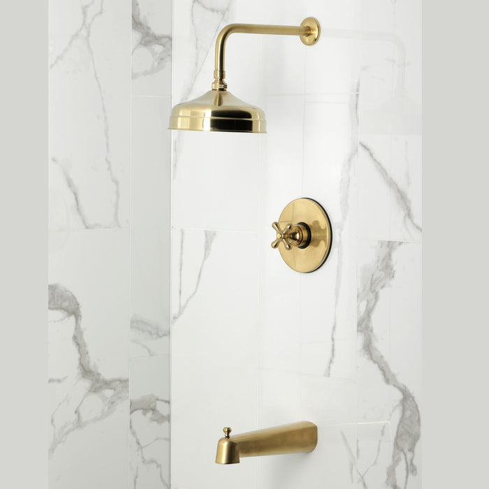 Kingston Tulare KB6337AX - Revival Single-Handle Pressure Balanced Tub and Shower Faucet, Brushed Brass