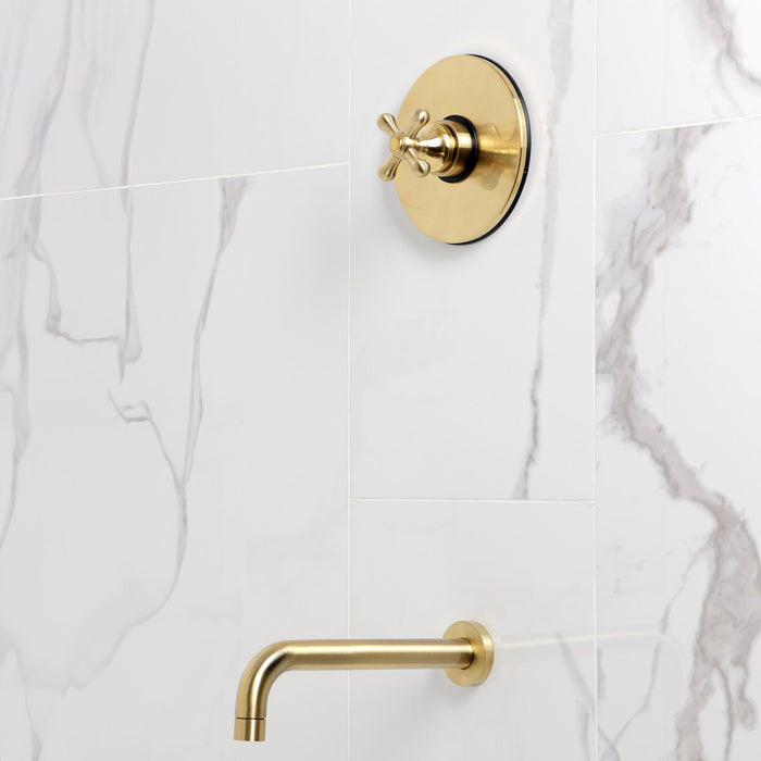 Kingston Tulare KB6337AXTO - Restoration Single-Handle Pressure Balanced Tub Faucet, Brushed Brass