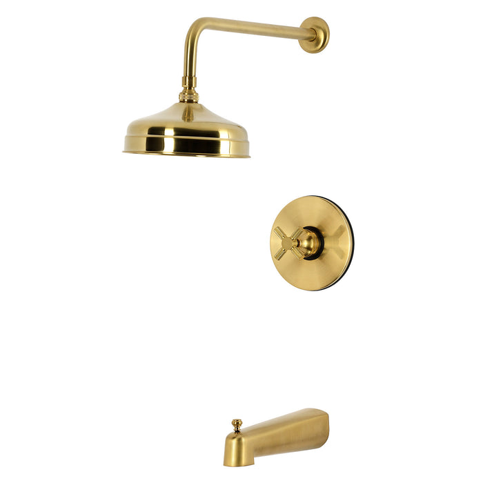 Kingston Convergent KB6337KNX Knurled Single-Handle Pressure Balanced Tub and Shower Faucet, Brushed Brass