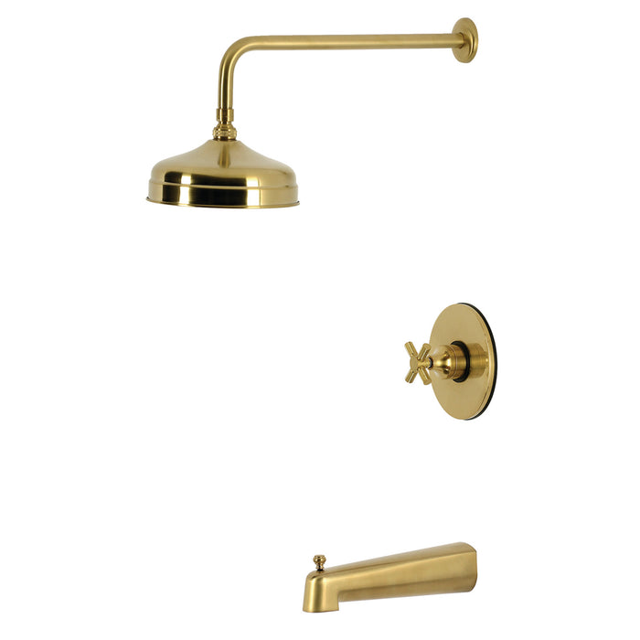 Kingston Convergent KB6337KNX Knurled Single-Handle Pressure Balanced Tub and Shower Faucet, Brushed Brass