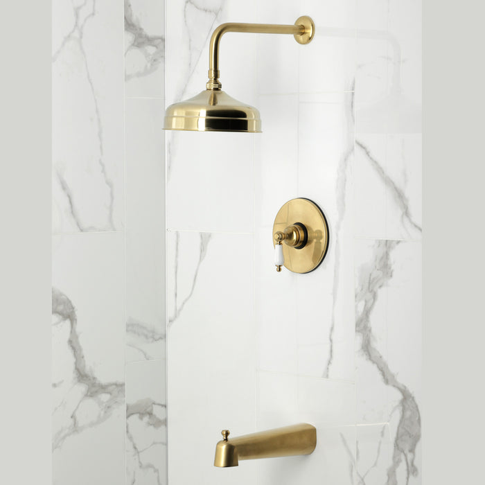 Kingston Tulare KB6337PL - Demure Single-Handle Pressure Balanced Tub and Shower Faucet, Brushed Brass