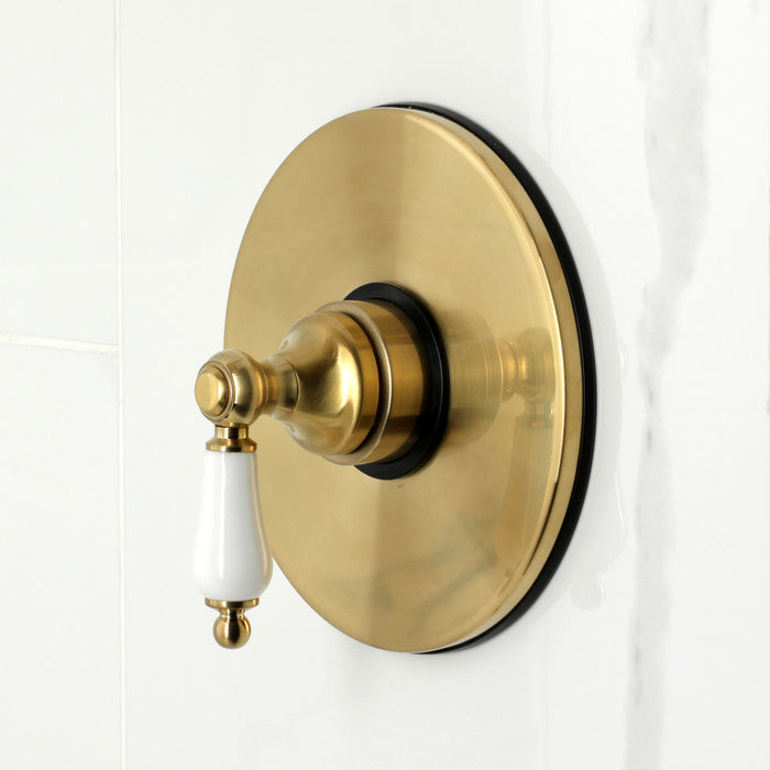 Kingston Tulare KB6337PL - Demure Single-Handle Pressure Balanced Tub and Shower Faucet, Brushed Brass