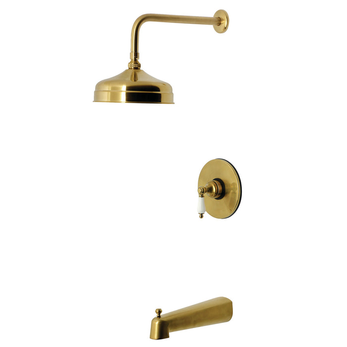 Kingston Tulare KB6337PL - Demure Single-Handle Pressure Balanced Tub and Shower Faucet, Brushed Brass