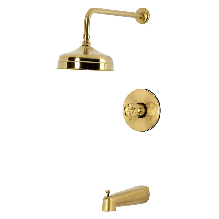 Kingston Wendell KB6337RKZ Knurled Single-Handle Pressure Balanced Tub and Shower Faucet, Brushed Brass