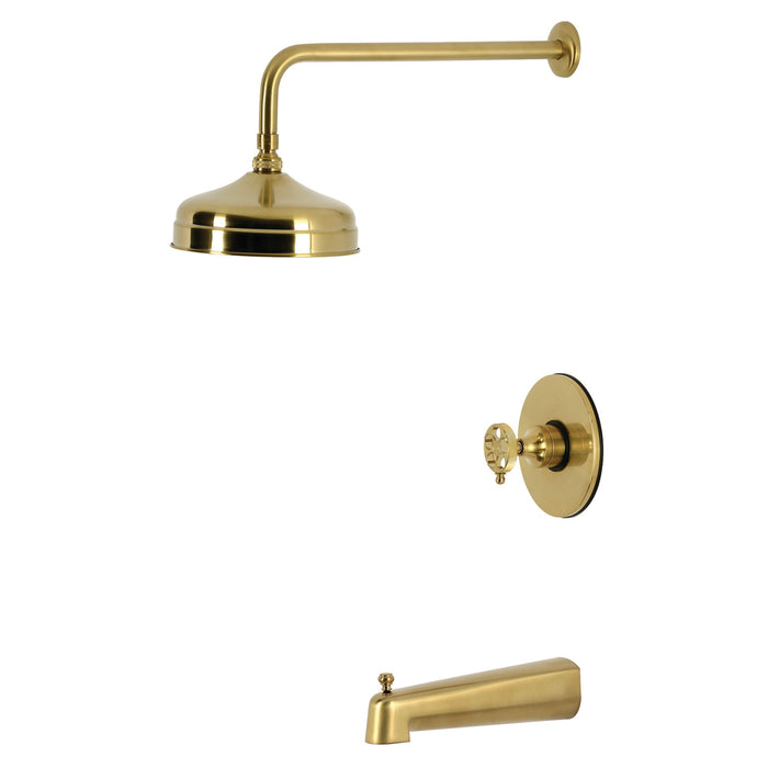 Kingston Wendell KB6337RKZ Knurled Single-Handle Pressure Balanced Tub and Shower Faucet, Brushed Brass