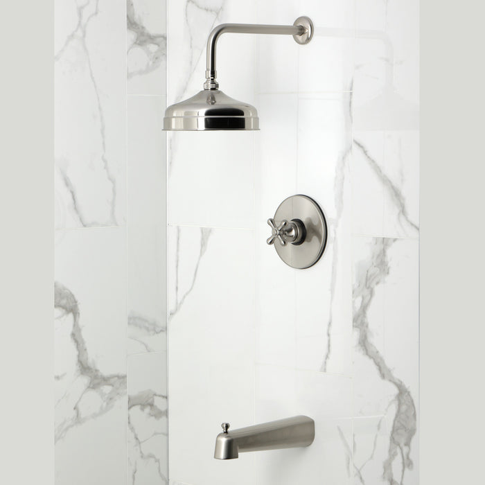 Kingston Tulare KB6338AX - Revival Single-Handle Pressure Balanced Tub and Shower Faucet, Brushed Nickel