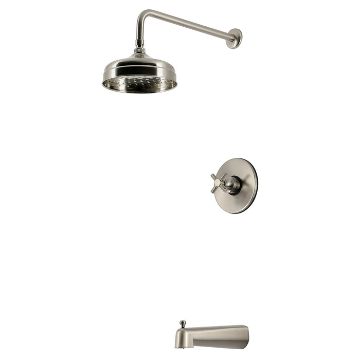 Kingston Convergent KB6338KNX Knurled Single-Handle Pressure Balanced Tub and Shower Faucet, Brushed Nickel