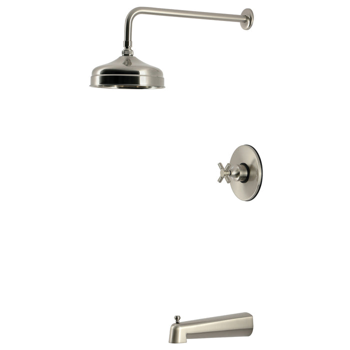 Kingston Convergent KB6338KNX Knurled Single-Handle Pressure Balanced Tub and Shower Faucet, Brushed Nickel