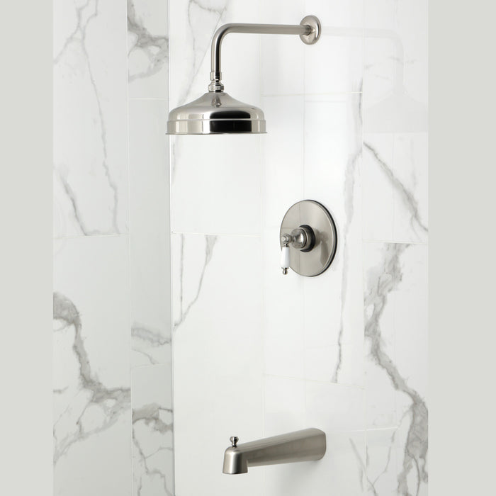 Kingston Tulare KB6338PL - Demure Single-Handle Pressure Balanced Tub and Shower Faucet, Brushed Nickel