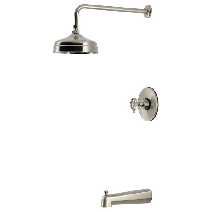 Kingston Wendell KB6338RKZ Knurled Single-Handle Pressure Balanced Tub and Shower Faucet, Brushed Nickel