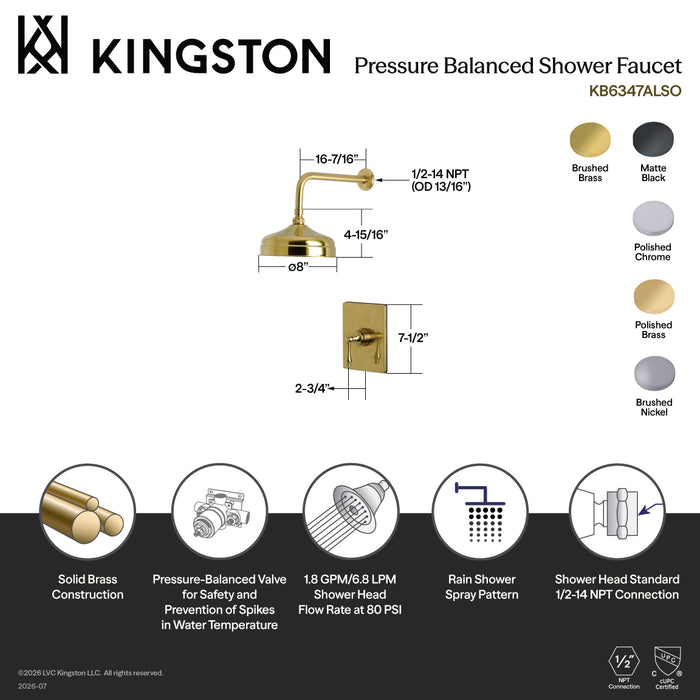 Kingston Restoration KB6340ALSO Single-Handle Pressure Balanced Shower Faucet, Matte Black