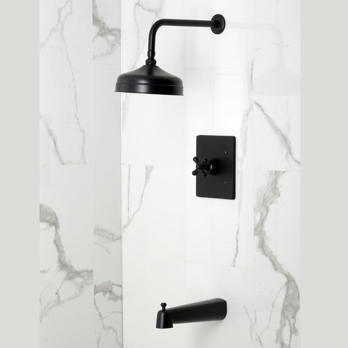 Kingston Tulare KB6340AX - Revival Single-Handle Pressure Balanced Tub and Shower Faucet, Matte Black