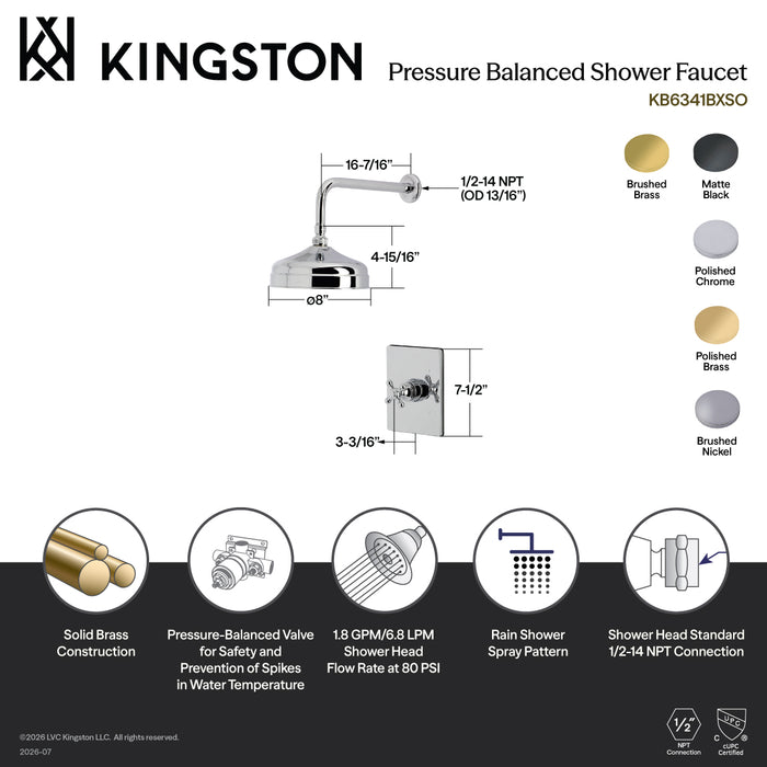 Kingston Metropolitan KB6340BXSO Single-Handle Pressure Balanced Shower Faucet, Matte Black