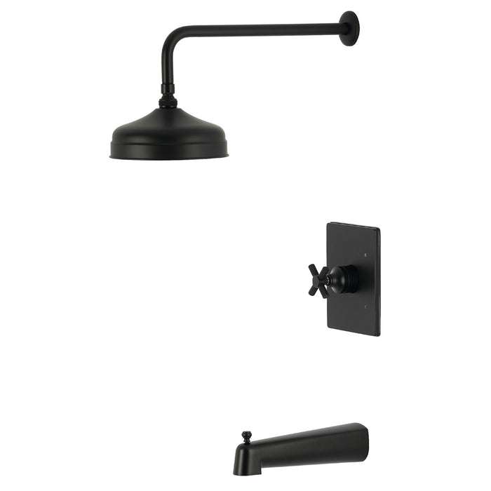 Kingston Convergent KB6340KNX Knurled Single-Handle Pressure Balanced Tub and Shower Faucet, Matte Black