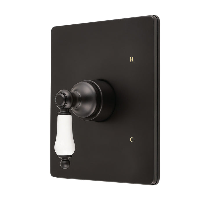 Kingston Demure KB6340PLE Single-Handle Pressure Balanced Tub and Shower Faucet Valve and Trim Kit, Matte Black (Valve Included)
