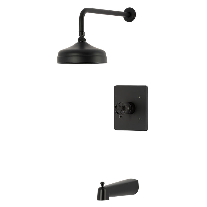 Kingston Webb KB6340RKX Single-Handle Pressure Balanced Tub and Shower Faucet, Matte Black