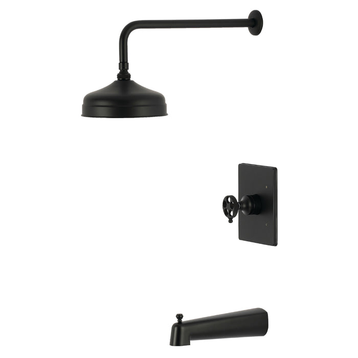 Kingston Wendell KB6340RKZ Knurled Single-Handle Pressure Balanced Tub and Shower Faucet, Matte Black