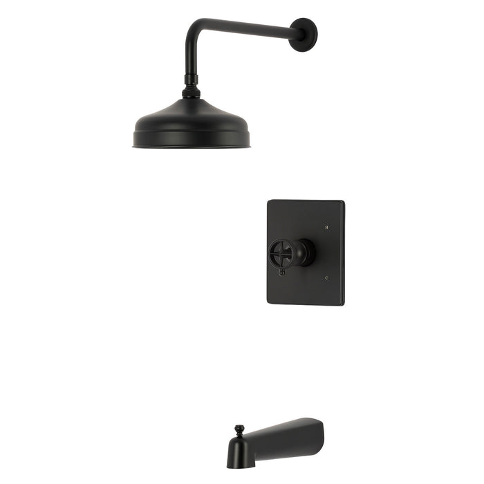 Kingston Levante KB6340RNK Knurled Single-Handle Pressure Balanced Tub and Shower Faucet, Matte Black