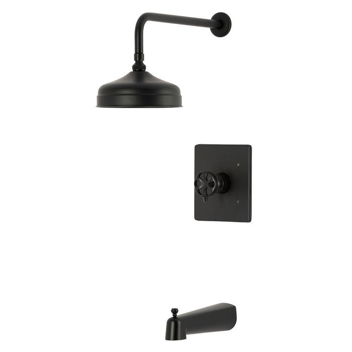 Kingston Belknap KB6340RX Single-Handle Pressure Balanced Tub and Shower Faucet, Matte Black