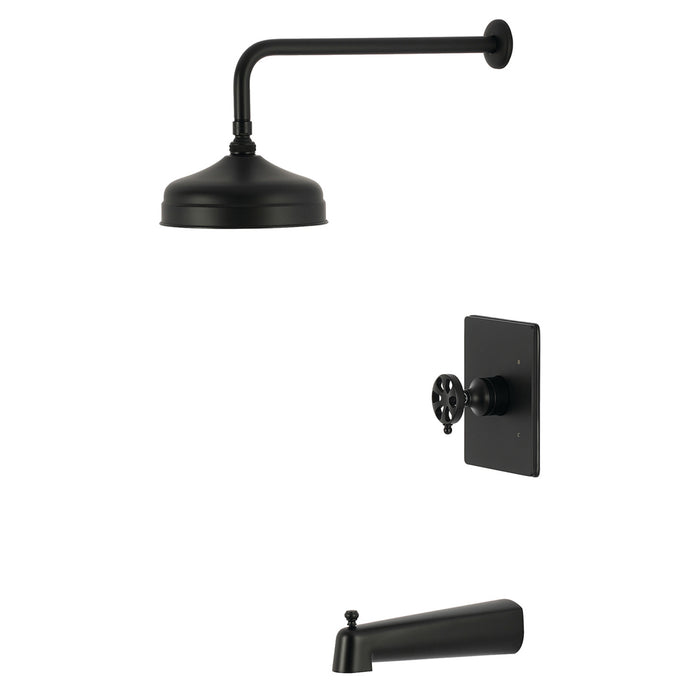 Kingston Belknap KB6340RX Single-Handle Pressure Balanced Tub and Shower Faucet, Matte Black