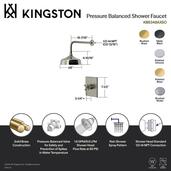 Kingston Restoration KB6341AXSO Single-Handle Pressure Balanced Shower Faucet, Polished Chrome
